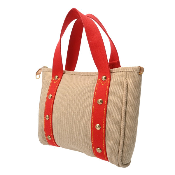 LOUIS VUITTON ルイヴィトン アンティグア カバ PM ベージュ M40038 レディース コットンキャンバス ハンドバッグ ABランク 中古 銀蔵