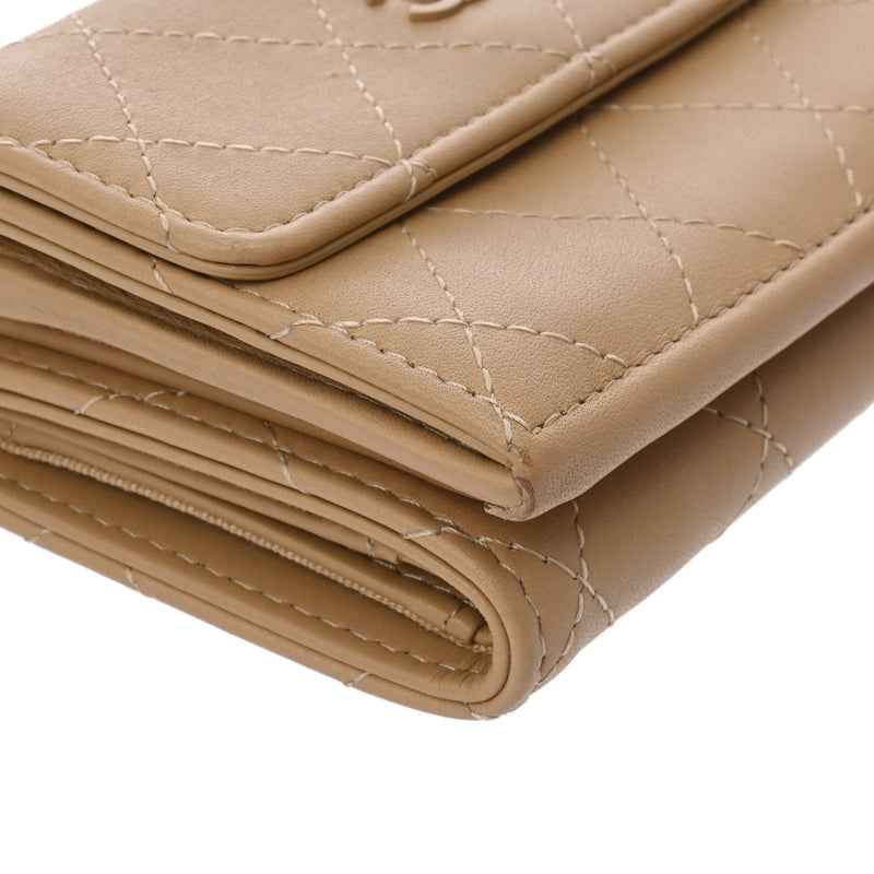 CHANEL シャネル スモールフラップウォレット ベージュ AP3882 レディース カーフ 三つ折り財布 Aランク 中古 銀蔵