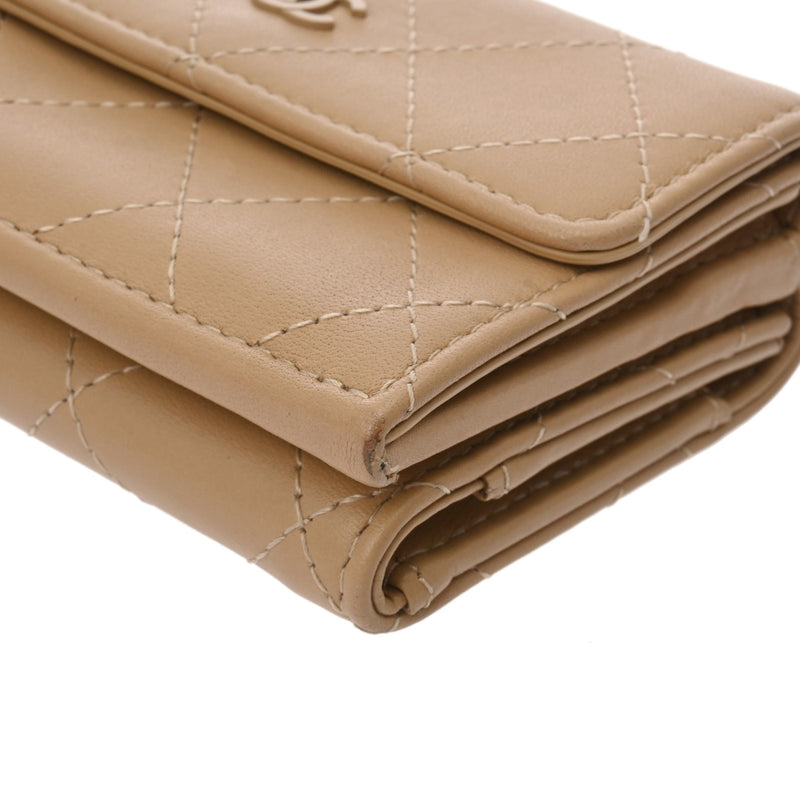 CHANEL シャネル スモールフラップウォレット ベージュ AP3882 レディース カーフ 三つ折り財布 Aランク 中古 銀蔵