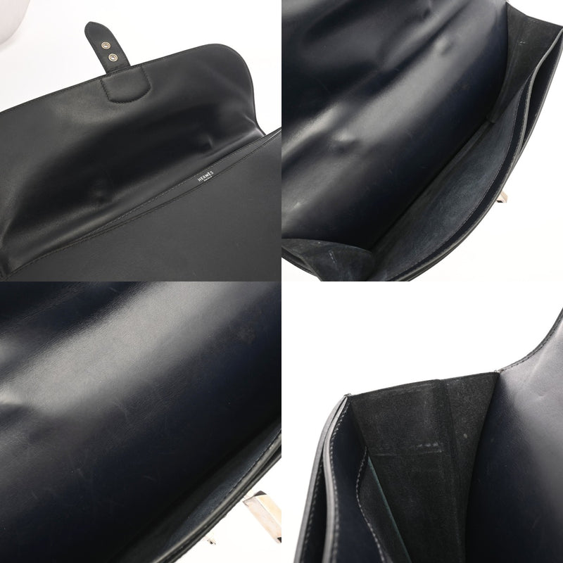 HERMES エルメス サックアデペッシュ 34 ブルーインディゴ □C刻印(1999年頃) メンズ ボックスカーフ ビジネスバッグ Bランク 中古 銀蔵