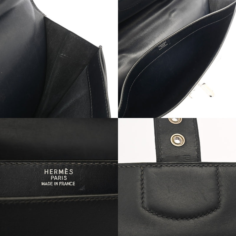 HERMES エルメス サックアデペッシュ 34 ブルーインディゴ □C刻印(1999年頃) メンズ ボックスカーフ ビジネスバッグ Bランク 中古 銀蔵