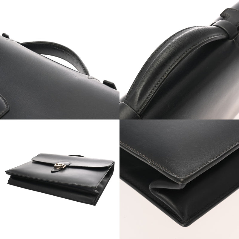 HERMES エルメス サックアデペッシュ 34 ブルーインディゴ □C刻印(1999年頃) メンズ ボックスカーフ ビジネスバッグ Bランク 中古 銀蔵