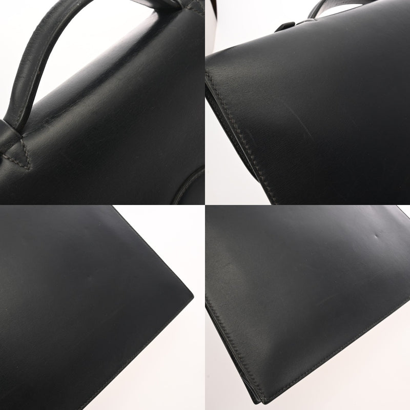 HERMES エルメス サックアデペッシュ 34 ブルーインディゴ □C刻印(1999年頃) メンズ ボックスカーフ ビジネスバッグ Bランク 中古 銀蔵