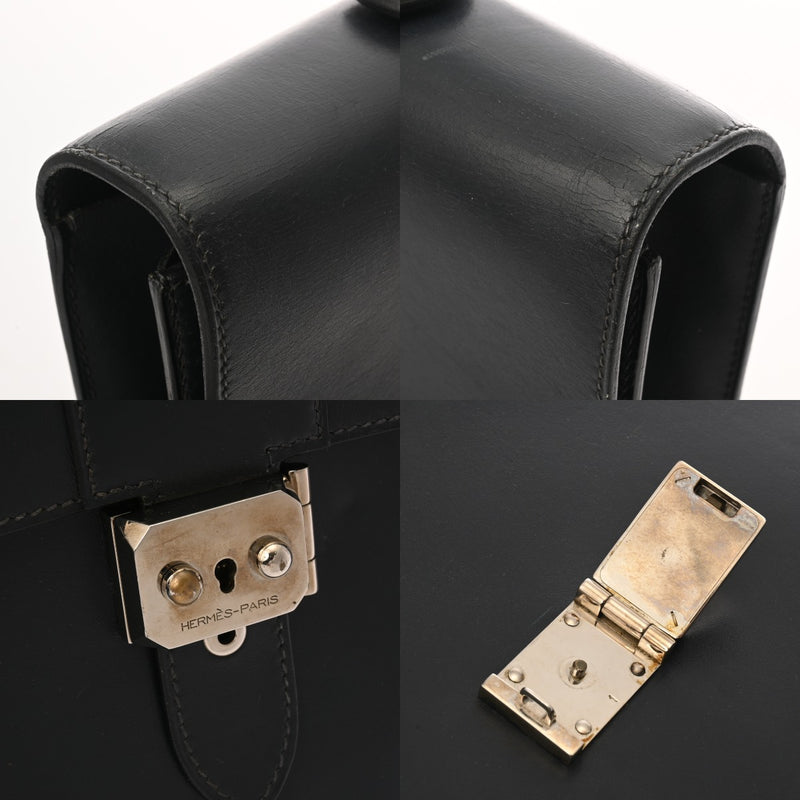 HERMES エルメス サックアデペッシュ 34 ブルーインディゴ □C刻印(1999年頃) メンズ ボックスカーフ ビジネスバッグ Bランク 中古 銀蔵