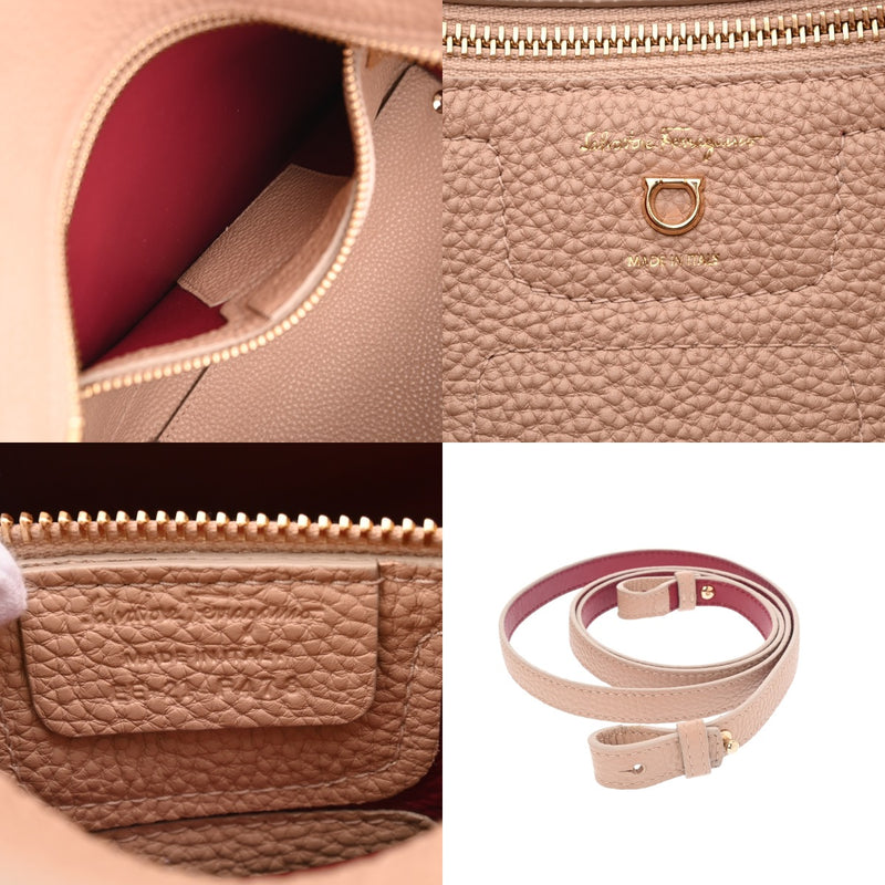 SALVATORE FERRAGAMO フェラガモ エイミー ピンクベージュ 21F478 レディース レザー トートバッグ Aランク 中古 銀蔵