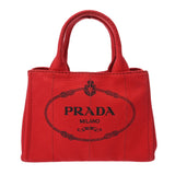 PRADA プラダ カナパ ミニ レッド 1BG439 レディース キャンバス ハンドバッグ ABランク 中古 銀蔵