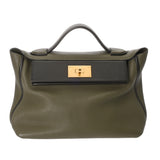 HERMES エルメス サックヴァンキャトル 29 グリーン系/ブラック系 D刻印(2019年頃) レディース トリヨンクレマンス ハンドバッグ Aランク 中古 銀蔵