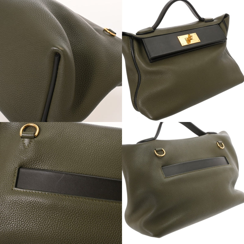 HERMES エルメス サックヴァンキャトル 29 グリーン系/ブラック系 D刻印(2019年頃) レディース トリヨンクレマンス ハンドバッグ Aランク 中古 銀蔵