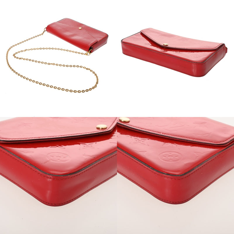 LOUIS VUITTON ルイヴィトン モノグラムヴェルニ ポシェットフェリシー スリーズ M61293 レディース ヴェルニ チェーンウォレット Bランク 中古 銀蔵