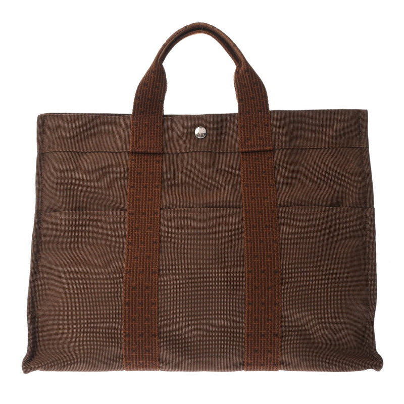 HERMES エルメス エールライン トート MM マロン ユニセックス キャンバス トートバッグ Aランク 中古 銀蔵