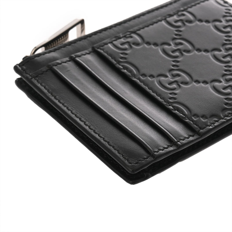 GUCCI グッチ グッチシマ コインケース付きカードケース 黒 597560 ユニセックス レザー パスケース ABランク 中古 銀蔵