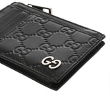 GUCCI グッチ グッチシマ コインケース付きカードケース 黒 597560 ユニセックス レザー パスケース ABランク 中古 銀蔵