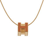 HERMES エルメス Hキューブ ネックレス オレンジ ゴールド金具 レディース GP ネックレス Bランク 中古 銀蔵