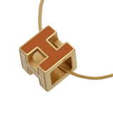 HERMES エルメス Hキューブ ネックレス オレンジ ゴールド金具 レディース GP ネックレス Bランク 中古 銀蔵