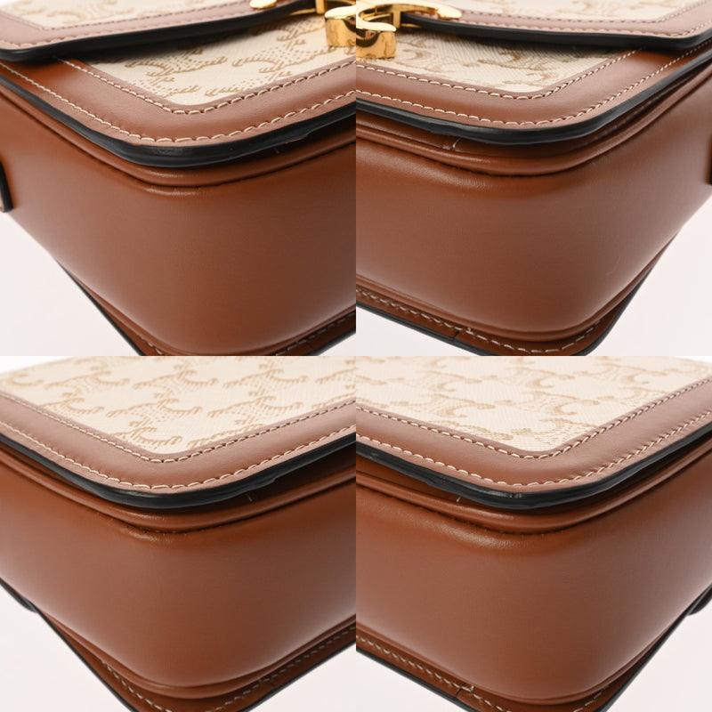 CELINE セリーヌ ティーントリオンフバッグ ホワイト 188882BZ4 レディース トリオンフキャンバス/カーフスキン ショルダーバッグ Aランク 中古 銀蔵