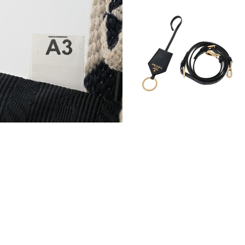 PRADA プラダ トライアングルジャガード 2WAY ネイビー/ホワイト 1BA354 レディース キャンバス トートバッグ ABランク 中古 銀蔵