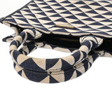 PRADA プラダ トライアングルジャガード 2WAY ネイビー/ホワイト 1BA354 レディース キャンバス トートバッグ ABランク 中古 銀蔵