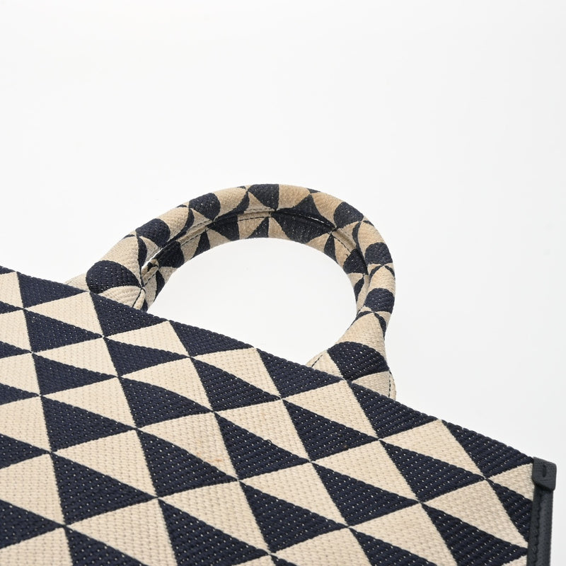 PRADA プラダ トライアングルジャガード 2WAY ネイビー/ホワイト 1BA354 レディース キャンバス トートバッグ ABランク 中古 銀蔵