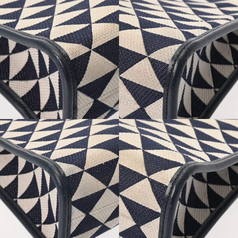 PRADA プラダ トライアングルジャガード 2WAY ネイビー/ホワイト 1BA354 レディース キャンバス トートバッグ ABランク 中古 銀蔵