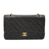 CHANEL シャネル マトラッセ Wフラップ 25cm チェーンショルダー ブラック A01112 レディース ラムスキン ショルダーバッグ ABランク 中古 銀蔵