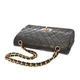CHANEL シャネル マトラッセ Wフラップ 25cm チェーンショルダー ブラック A01112 レディース ラムスキン ショルダーバッグ ABランク 中古 銀蔵