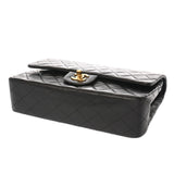 CHANEL シャネル マトラッセ Wフラップ 25cm チェーンショルダー ブラック A01112 レディース ラムスキン ショルダーバッグ ABランク 中古 銀蔵