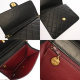CHANEL シャネル マトラッセ プッシュロック チェーンショルダー 22cm ブラック レディース ラムスキン ショルダーバッグ Bランク 中古 銀蔵