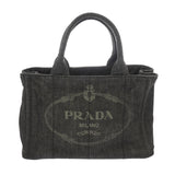 PRADA プラダ カナパ ミニ  グレー 1BG439 レディース デニム ハンドバッグ ABランク 中古 銀蔵