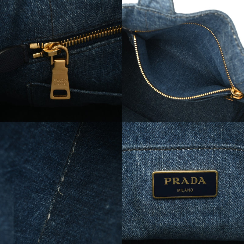 PRADA プラダ カナパ ミニ ブルー 1BG439 レディース デニム ハンドバッグ ABランク 中古 銀蔵