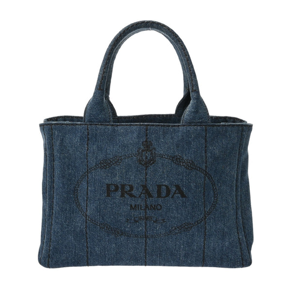 PRADA プラダ カナパ ミニ ブルー 1BG439 レディース デニム ハンドバッグ ABランク 中古 銀蔵