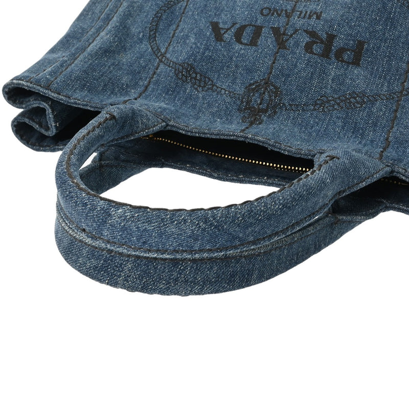 PRADA プラダ カナパ ミニ ブルー 1BG439 レディース デニム ハンドバッグ ABランク 中古 銀蔵