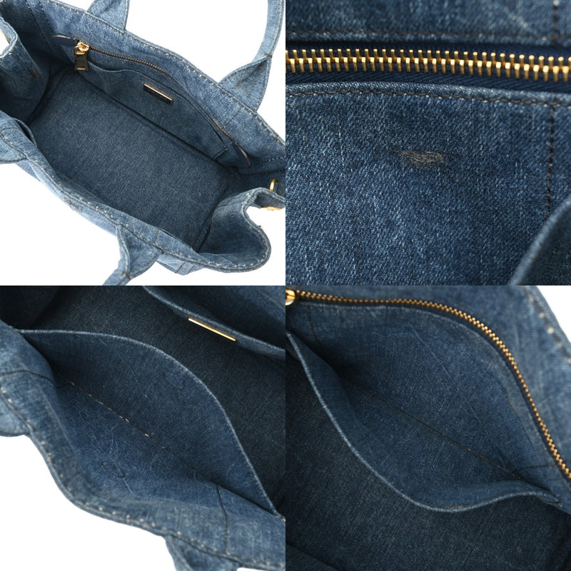 PRADA プラダ カナパ ミニ ブルー 1BG439 レディース デニム ハンドバッグ ABランク 中古 銀蔵