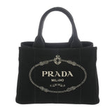 PRADA プラダ カナパ ミニ  ブラック レディース キャンバス ハンドバッグ Aランク 中古 銀蔵