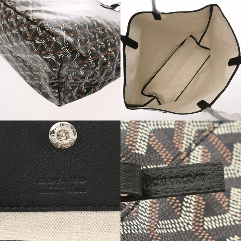 GOYARD ゴヤール サンルイ PM ヘリンボーン ブラック ユニセックス PVC レザー トートバッグ 未使用 銀蔵