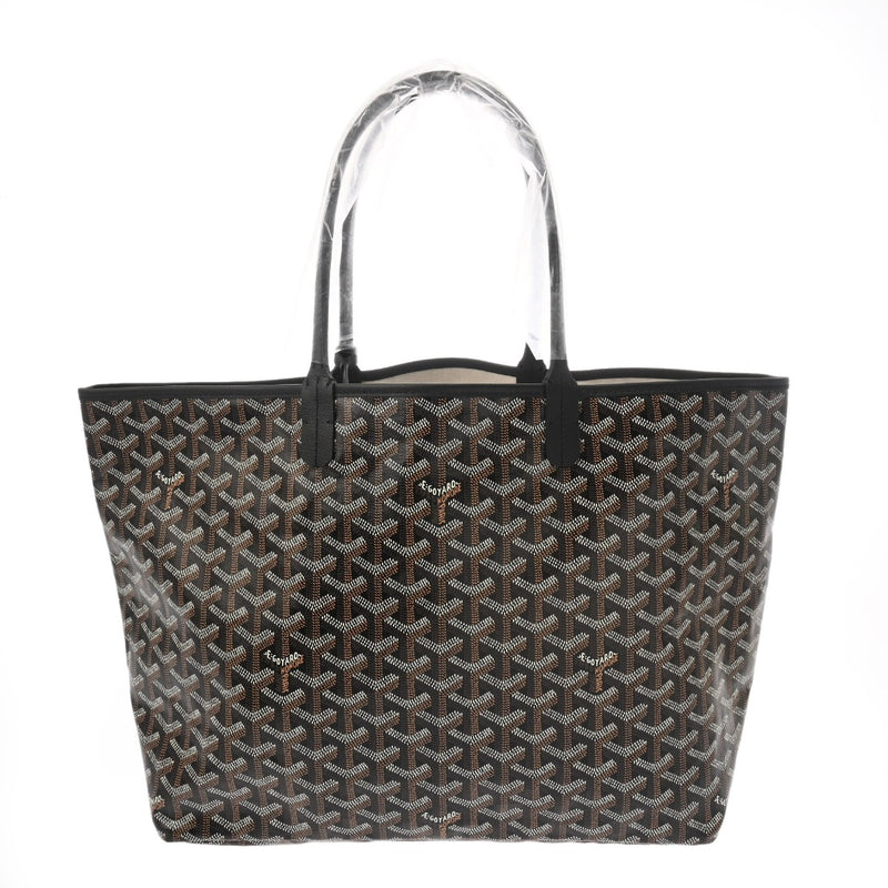 GOYARD ゴヤール サンルイ PM ヘリンボーン ブラック ユニセックス PVC レザー トートバッグ 未使用 銀蔵