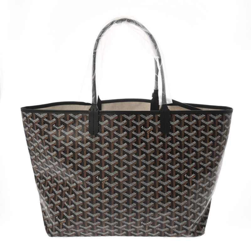 GOYARD ゴヤール サンルイ PM ヘリンボーン ブラック ユニセックス PVC レザー トートバッグ 未使用 銀蔵