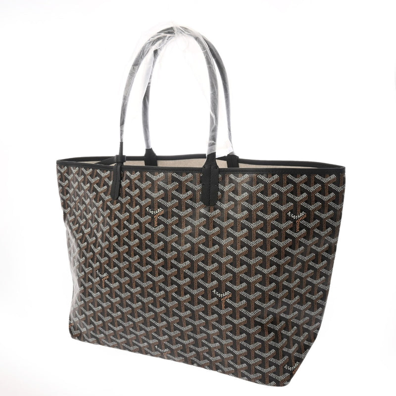 GOYARD ゴヤール サンルイ PM ヘリンボーン ブラック ユニセックス PVC レザー トートバッグ 未使用 銀蔵
