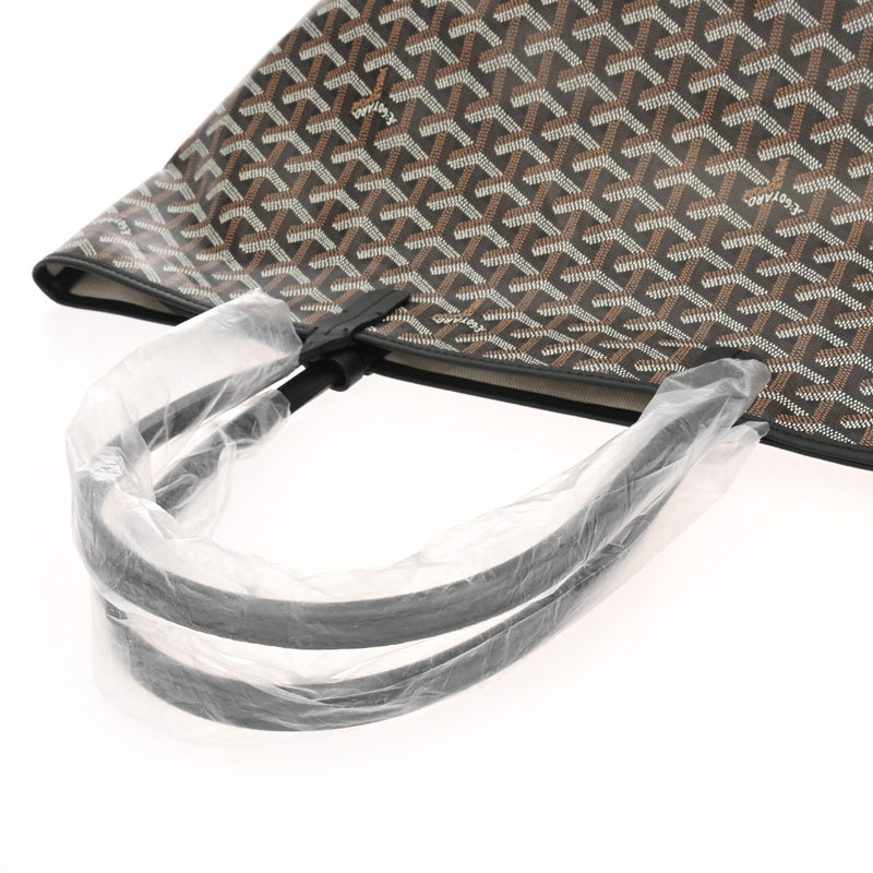 GOYARD ゴヤール サンルイ PM ヘリンボーン ブラック ユニセックス PVC レザー トートバッグ 未使用 銀蔵