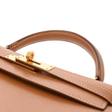 HERMES エルメス ケリー 28 外縫い 2WAY ナチュラル ○U刻印(1991年頃) レディース ボックスカーフ ハンドバッグ Bランク 中古 銀蔵