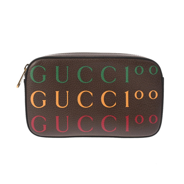 GUCCI グッチ 100周年記念 ブラウン／マルチカラー 602695 ユニセックス カーフレザー ボディバッグ Aランク 中古 銀蔵
