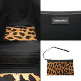 BALENCIAGA バレンシアガ ネイビーカバス S レオパード ベージュ 339933 レディース キャンバス レザー ハンドバッグ Aランク 中古 銀蔵