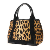 BALENCIAGA バレンシアガ ネイビーカバス S レオパード ベージュ 339933 レディース キャンバス レザー ハンドバッグ Aランク 中古 銀蔵
