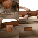 JIMMY CHOO ジミーチュウ 2WAY トートバッグ ホワイト/ブラウン レディース キャンバス レザー ショルダーバッグ Aランク 中古 銀蔵
