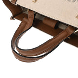 JIMMY CHOO ジミーチュウ 2WAY トートバッグ ホワイト/ブラウン レディース キャンバス レザー ショルダーバッグ Aランク 中古 銀蔵