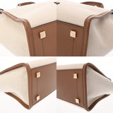 JIMMY CHOO ジミーチュウ 2WAY トートバッグ ホワイト/ブラウン レディース キャンバス レザー ショルダーバッグ Aランク 中古 銀蔵