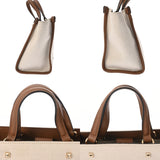 JIMMY CHOO ジミーチュウ 2WAY トートバッグ ホワイト/ブラウン レディース キャンバス レザー ショルダーバッグ Aランク 中古 銀蔵