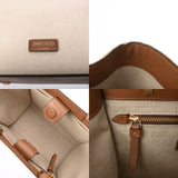 JIMMY CHOO ジミーチュウ 2WAY トートバッグ ホワイト/ブラウン レディース キャンバス レザー ショルダーバッグ Aランク 中古 銀蔵