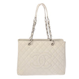 CHANEL シャネル GST グランドショッピングトート ホワイト A50995 レディース キャビアスキン トートバッグ Bランク 中古 銀蔵