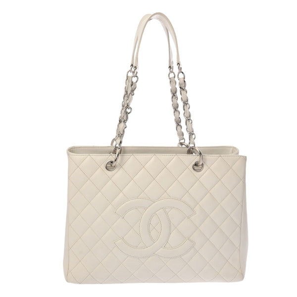 CHANEL シャネル GST グランドショッピングトート ホワイト A50995 レディース キャビアスキン トートバッグ Bランク 中古 銀蔵