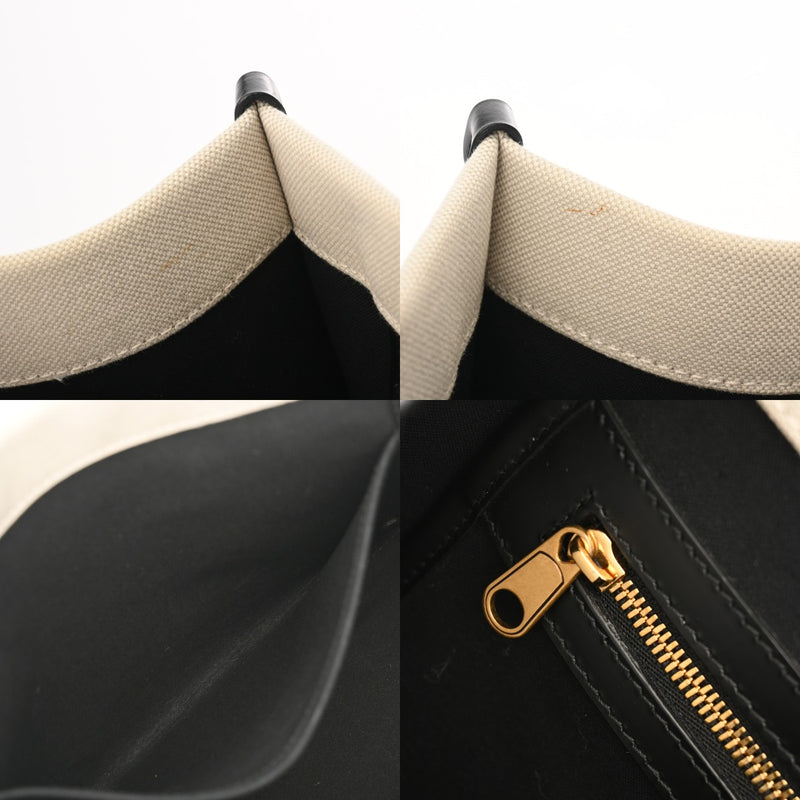 BALENCIAGA バレンシアガ ハードウェア スモールトート 2WAY ホワイト/ブラック 671402 レディース キャンバス レザー トートバッグ Aランク 中古 銀蔵